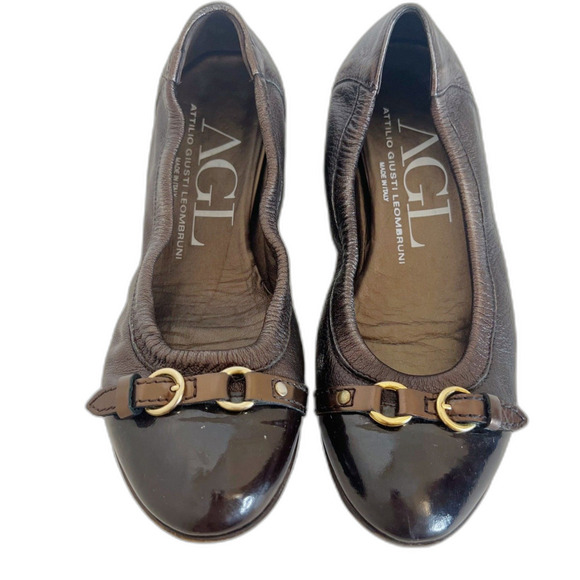 AGL Attilio Giusti Leombruni Monika Ballet Flats Cap Toe Brown Bronze Size 6 - Picture 1 of 8